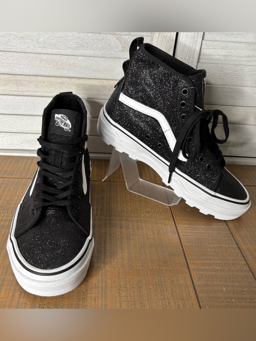Vans Sk8-Hi MTE-1 Glitter Black Lug Sole Boots Women’s 9 Men’s 7.5 VN0A5HZYBLK